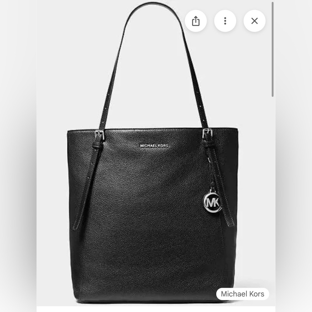 Michael Kors Megan Black Pebbled Leather Tote Bag